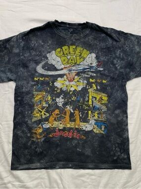 Green Day Dookie Graphic Tee - Black Tie-Dye Short Sleeve Shirt
